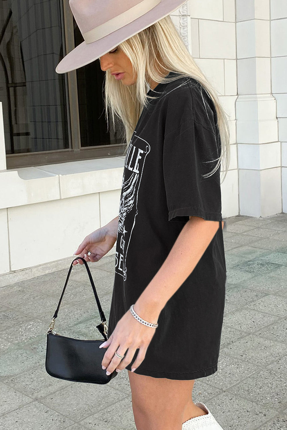 Black Band Tee Guitar Print Oversized T Shirt