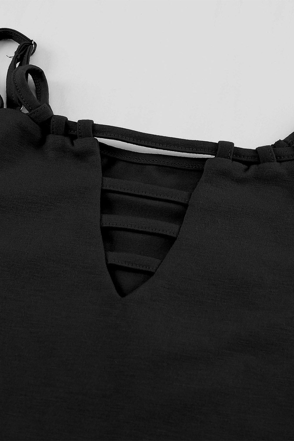 Black Basic Ladder Hollow-out Cami Top