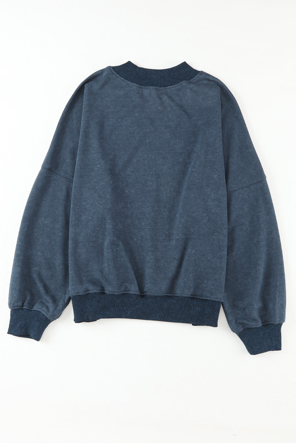Sky Blue Plain Drop Shoulder Crew Neck Pullover Sweatshirt