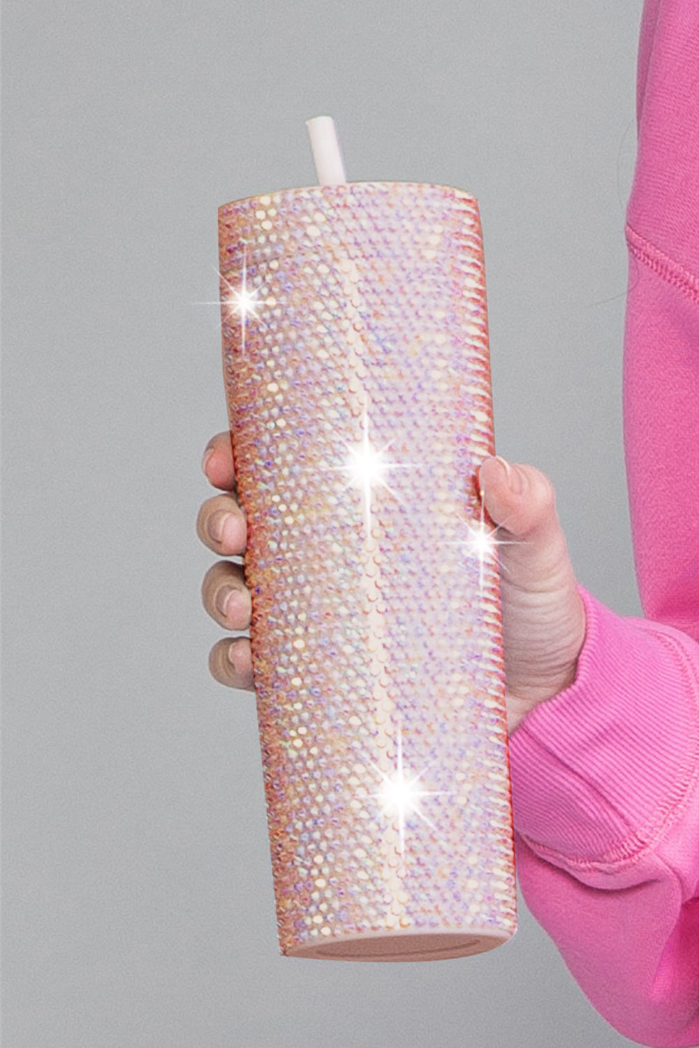 Black 16oz Full Rhinestone Straw Tumbler Cup