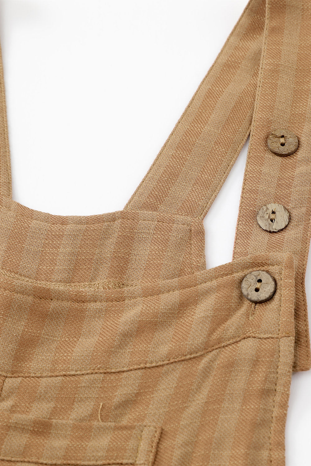 Coffee Striped Pleated Pockets Wide Leg Jumpsuit