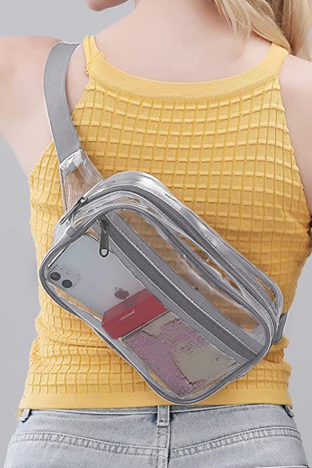 Black Clear PVC Adjustable Strap Crossbody Bag