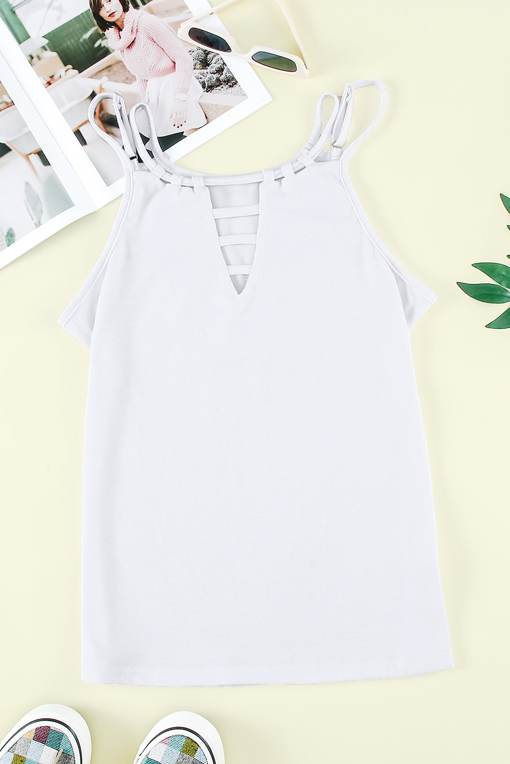 Black Basic Ladder Hollow-out Cami Top